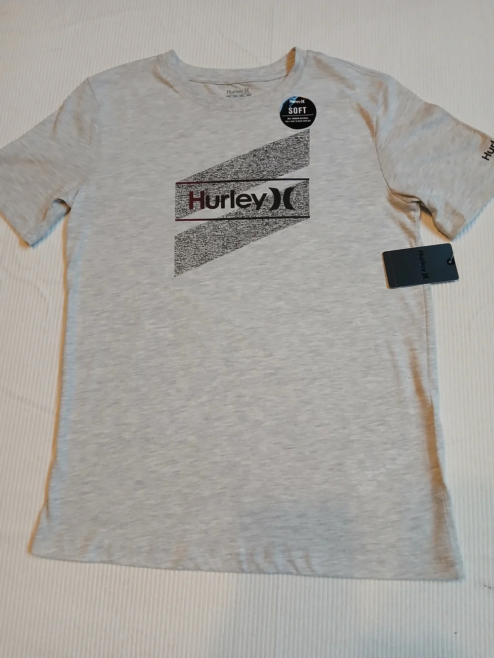 HURLEY T- Shirt BOYS Short Sleeve Soft T-Shirt- Gray -Size XL New!
